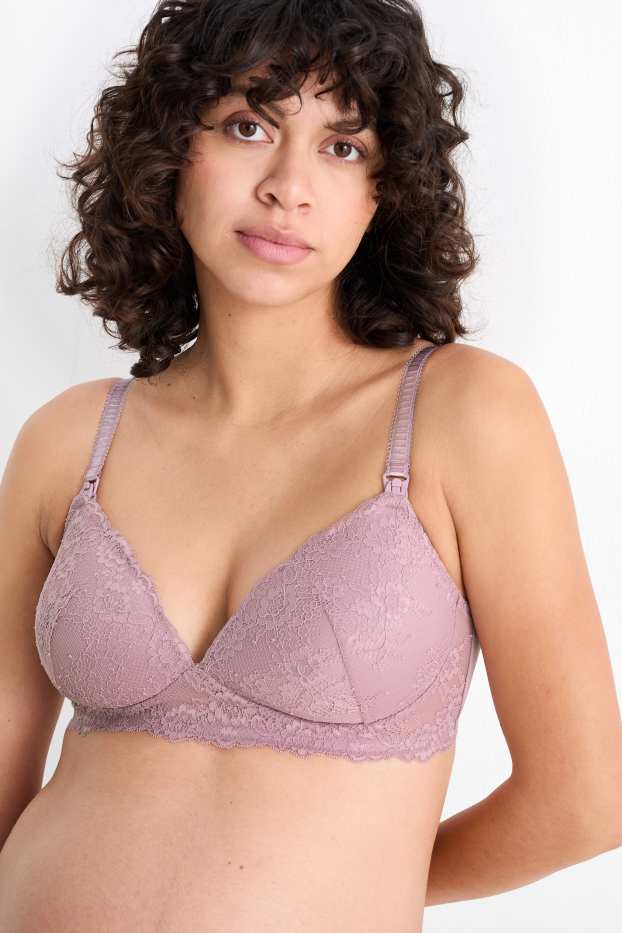 Femei - Sutien pentru alăptare fără armătură - vătuit - violet deschis