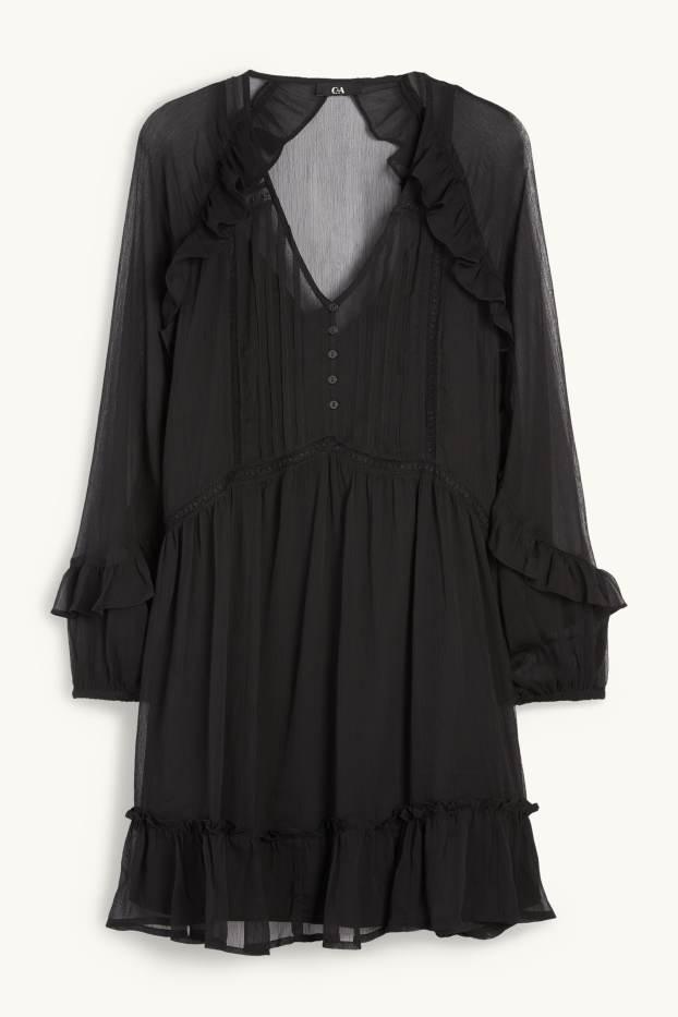 Femmes - Robe en mousseline - noir