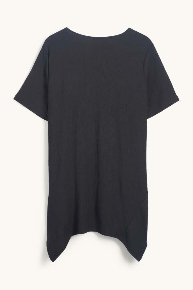 Femmes - T-shirt - texturé - noir