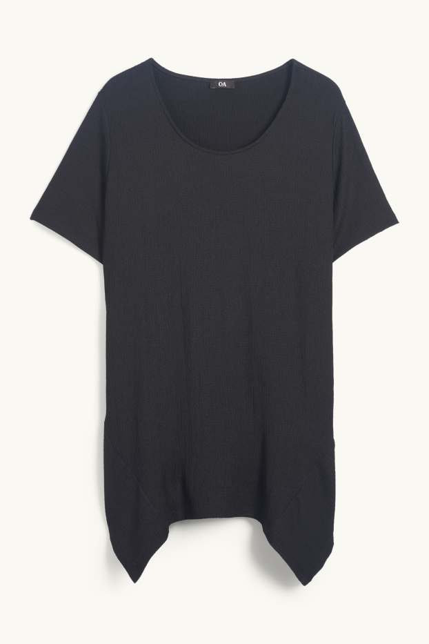 Femmes - T-shirt - texturé - noir