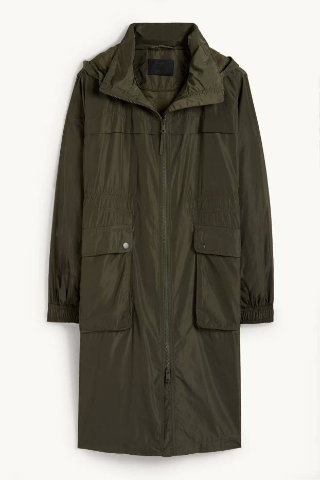 Women - Parka with hood - water-repellent - dark green
