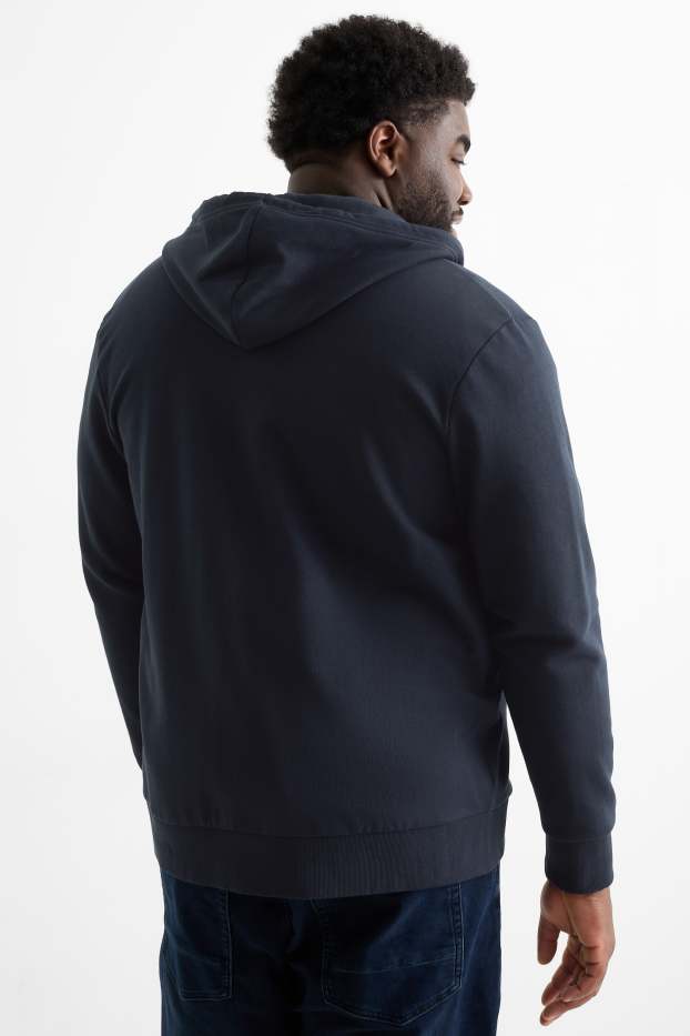 Hommes - Sweat zippé à capuche - bleu foncé