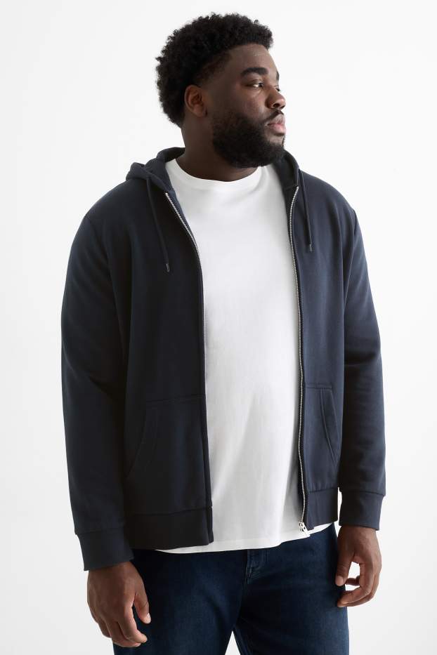 Hommes - Sweat zippé à capuche - bleu foncé