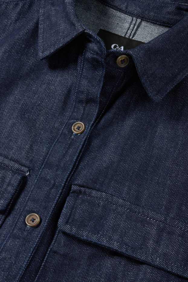 Women - Denim shirt dress - denim-dark blue