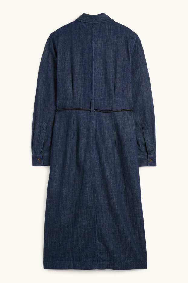 Women - Denim shirt dress - denim-dark blue