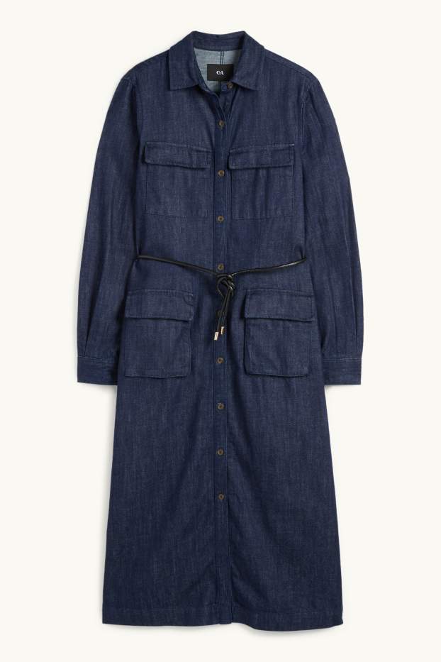 Women - Denim shirt dress - denim-dark blue