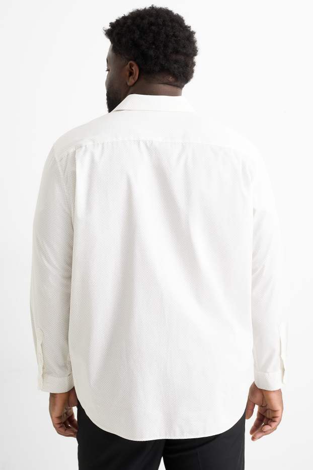 Bărbați - Cămașă - regular fit - guler Kent - ușor de călcat - print minimalist - alb-crem