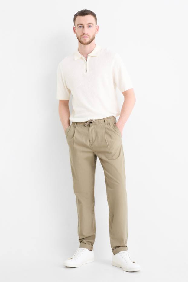 Hommes - Chino avec teneur en lin - tapered fit - beige