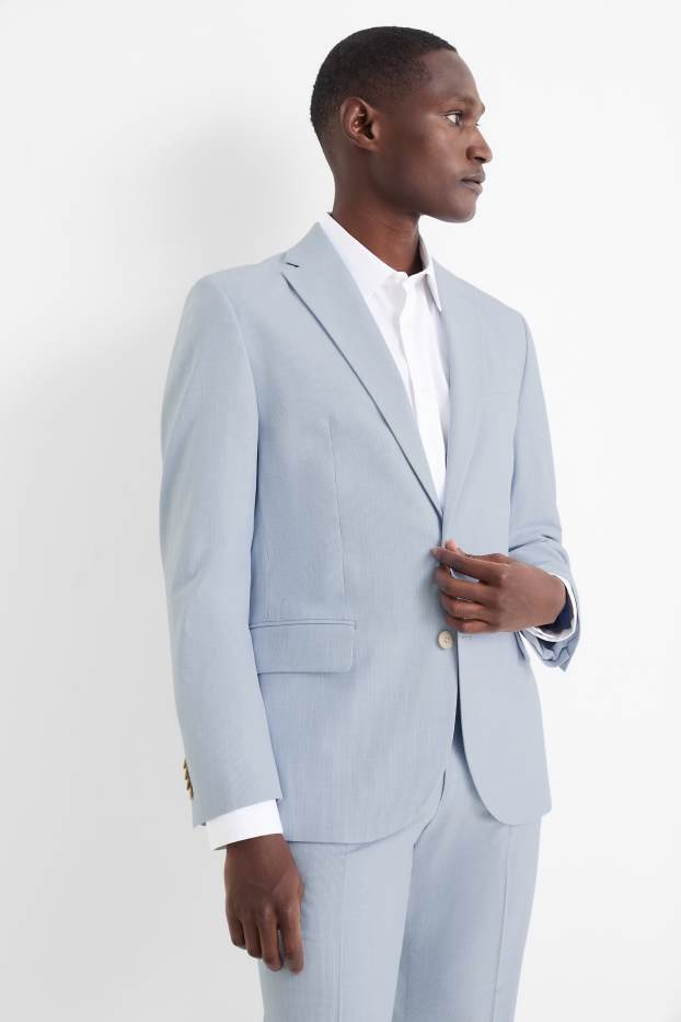 Hommes - Veste de costume - slim fit - Flex - à rayures - bleu clair