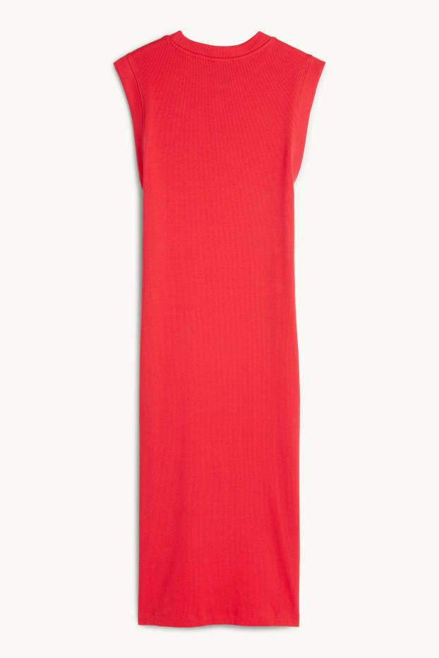 Damen - T-Shirt-Kleid - gerippt - rot