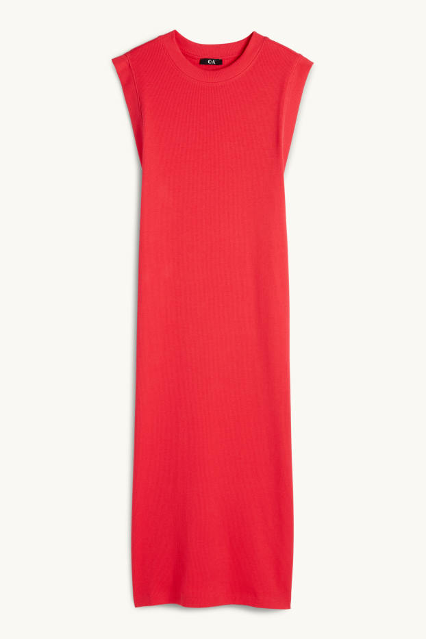 Damen - T-Shirt-Kleid - gerippt - rot