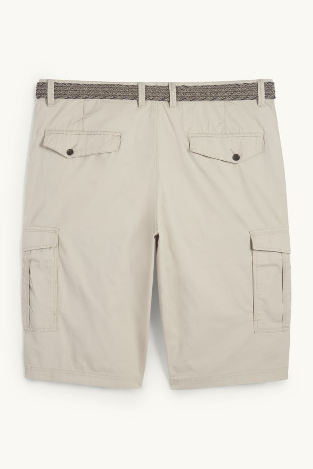 Uomo - Bermuda cargo con cintura - beige