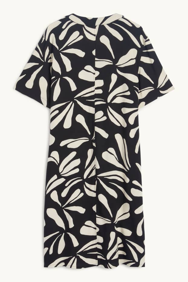 Dona - Vestit de viscosa - estampat - negre/beix