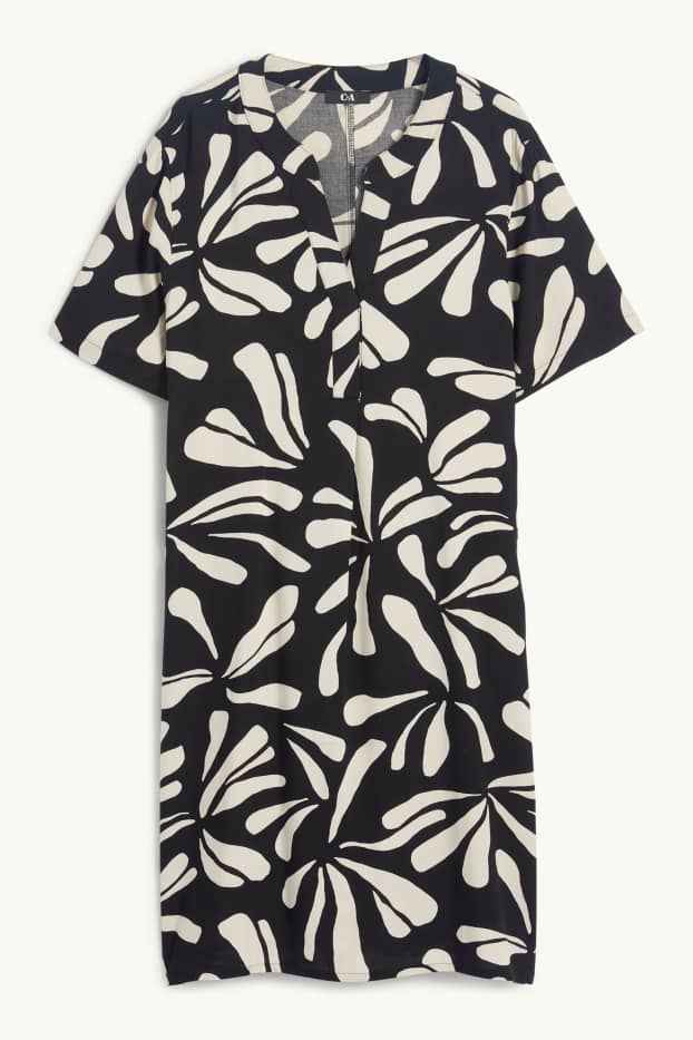 Dona - Vestit de viscosa - estampat - negre/beix