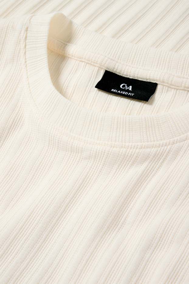 Men - T-shirt - relaxed fit - ribbed - cremewhite