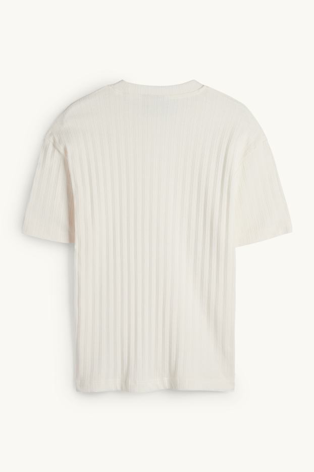 Men - T-shirt - relaxed fit - ribbed - cremewhite