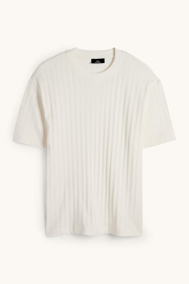 Men - T-shirt - relaxed fit - ribbed - cremewhite