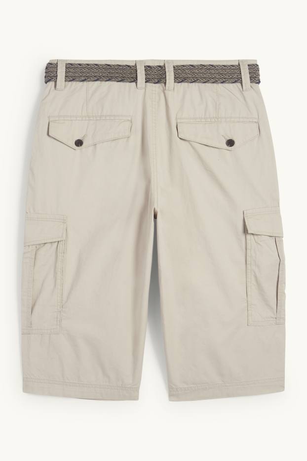 Uomo - Bermuda cargo con cintura - beige