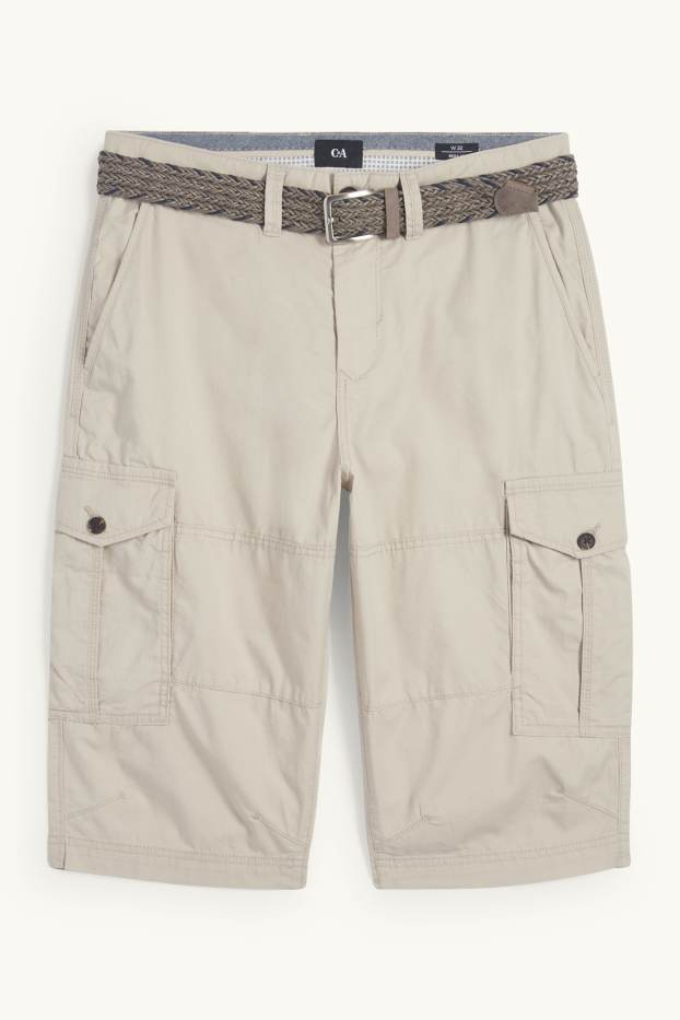 Uomo - Bermuda cargo con cintura - beige