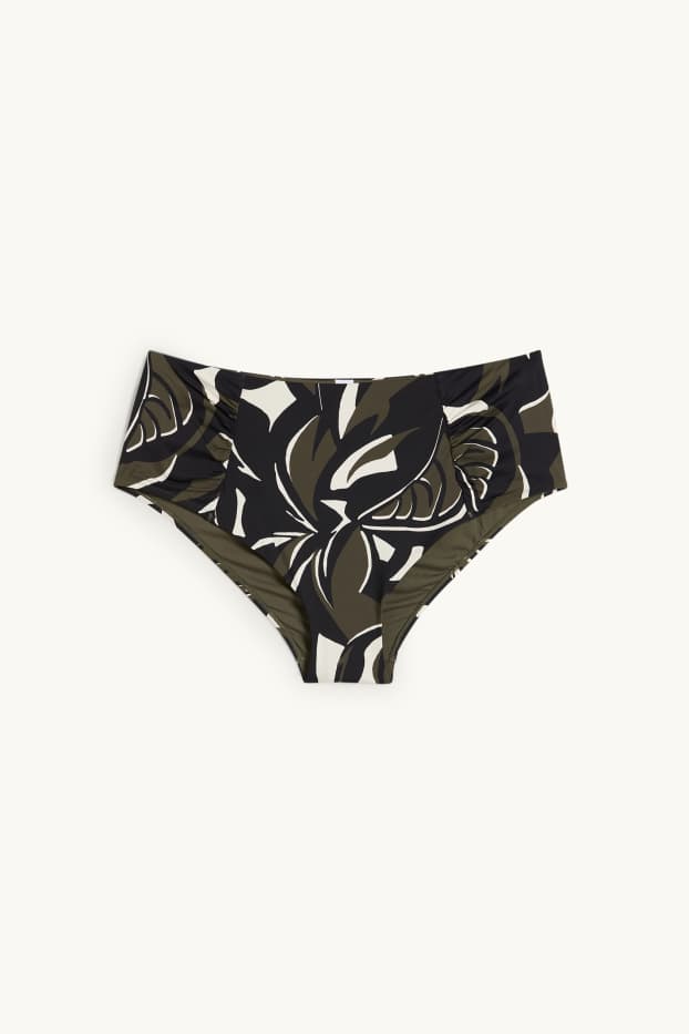 Femei - Chiloți bikini - talie înaltă - LYCRA® XTRA LIFE™ - cu model - verde închis / negru