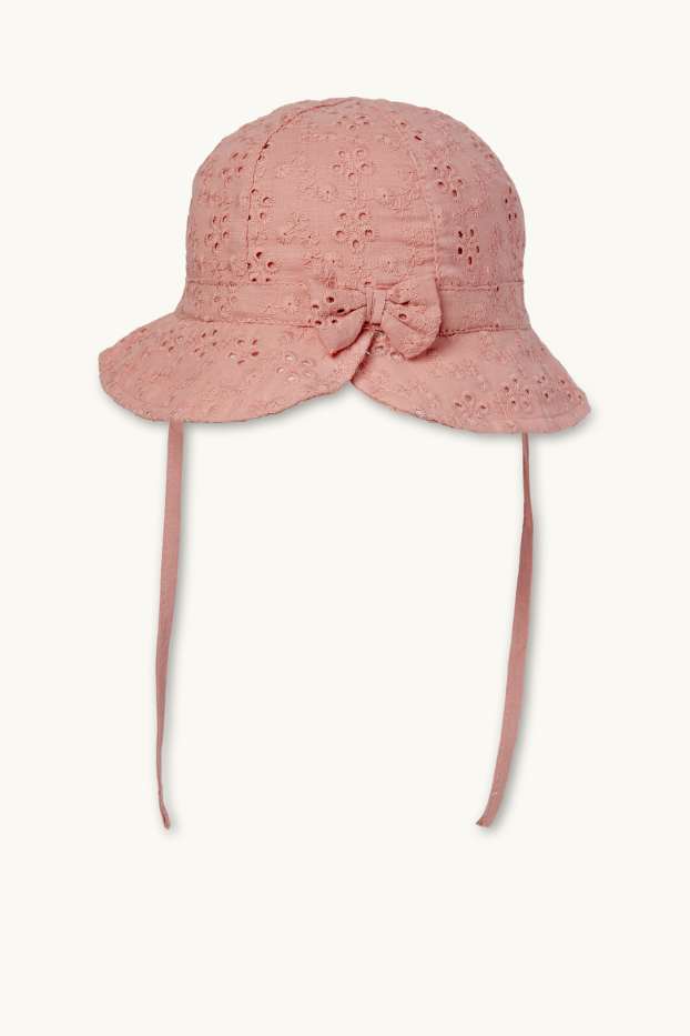 Bébés filles - Bob pour bébé - broderie anglaise - rose foncé