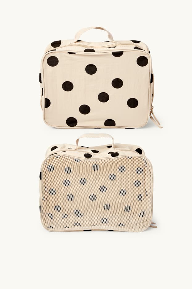 Dames - Reistas - 3-delig - met stippen - licht beige