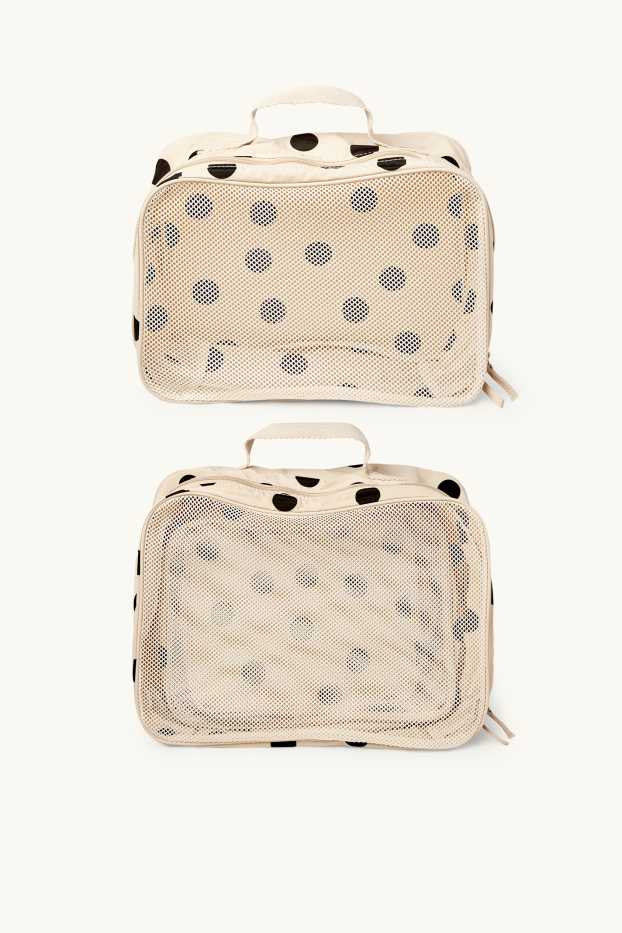 Dames - Reistas - 3-delig - met stippen - licht beige