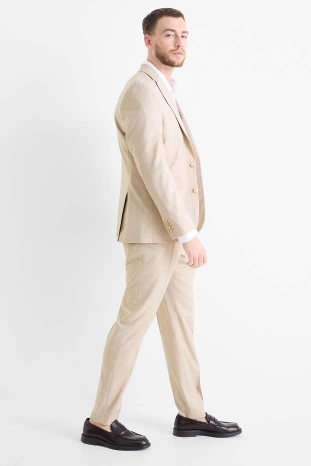 Men - Mix & match trousers - slim fit - stretch - check - beige