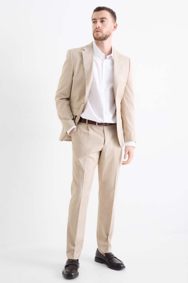 Men - Mix & match trousers - slim fit - stretch - check - beige