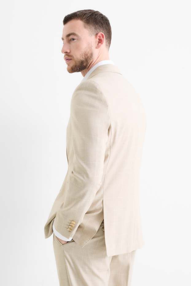 Hommes - Veste de costume - slim fit - extensible - à carreaux - beige