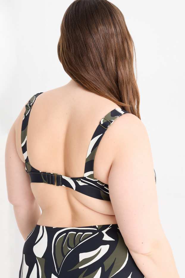 Femmes - Haut de bikini - ampliforme - LYCRA® XTRA LIFE™ - à motif - vert foncé / noir
