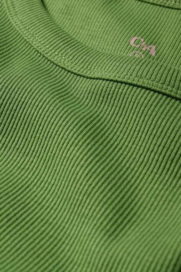 Damen - Basic-T-Shirt - Slim Fit - gerippt - grün