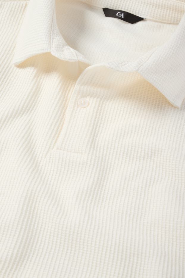 Herren - Poloshirt - strukturiert - cremeweiß