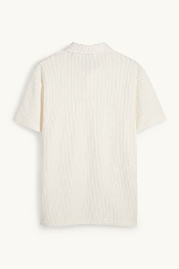Herren - Poloshirt - strukturiert - cremeweiß