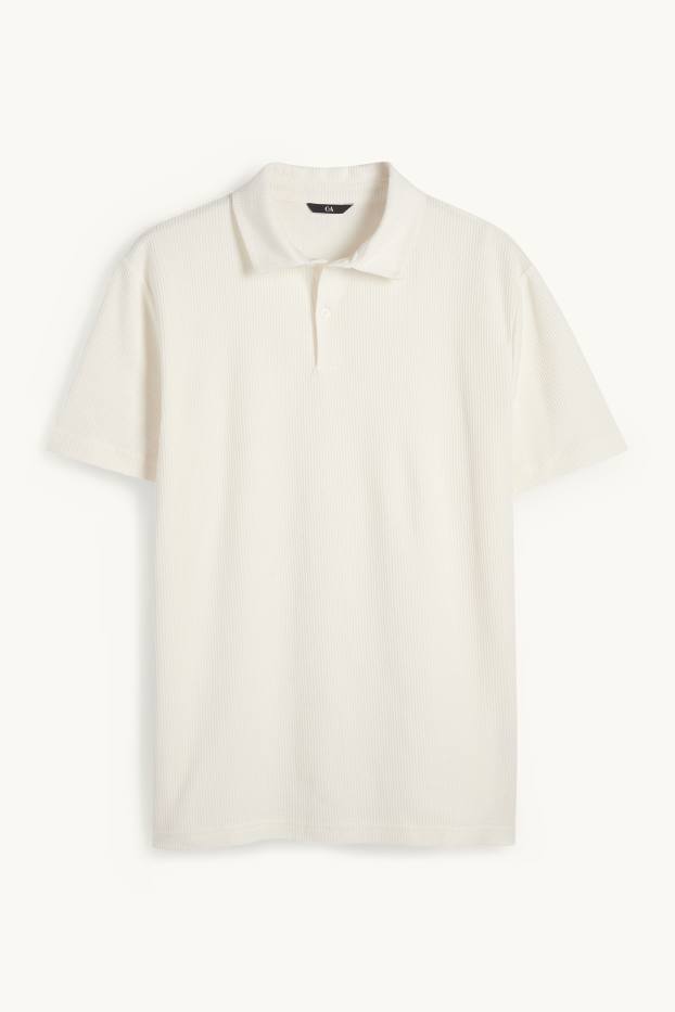 Herren - Poloshirt - strukturiert - cremeweiß