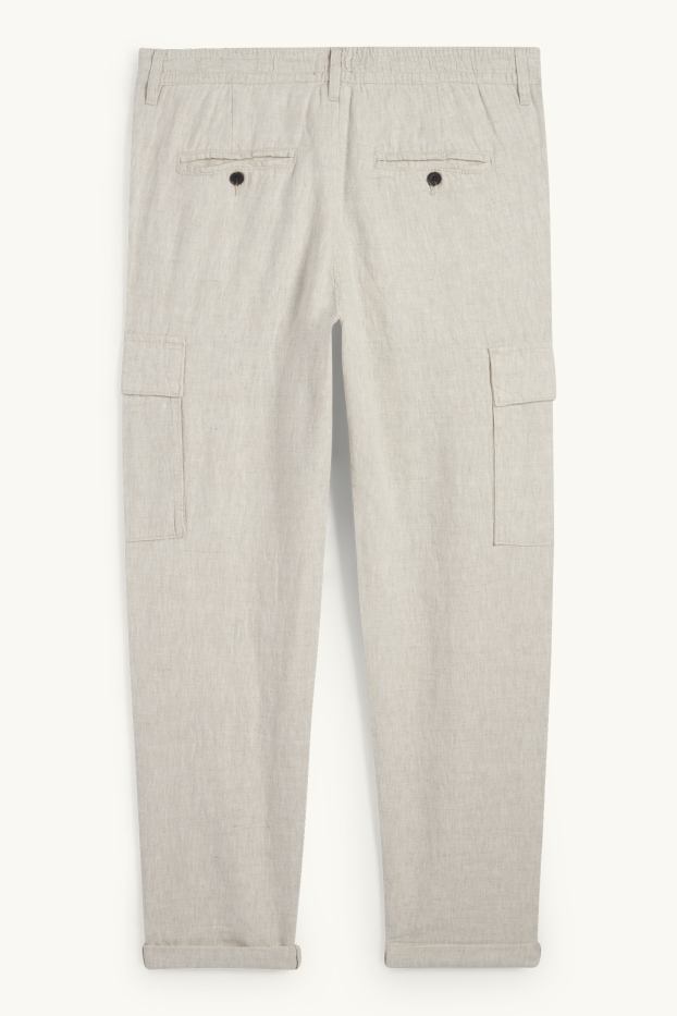 Herren - Cargohose - Leinen-Mix - hellbeige
