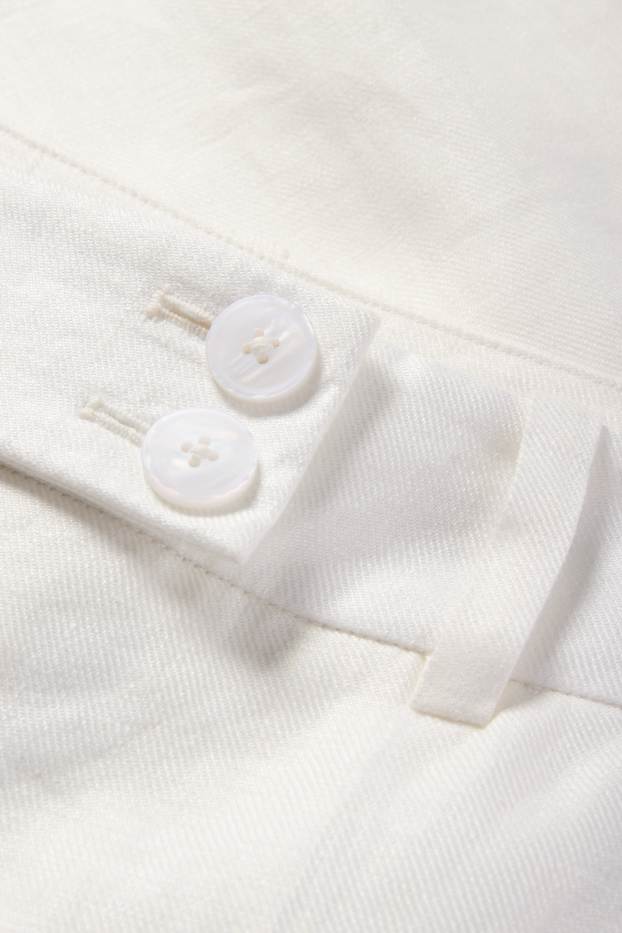 Dona - Pantalons formals de lli - high waist - straight fit - blanc trencat