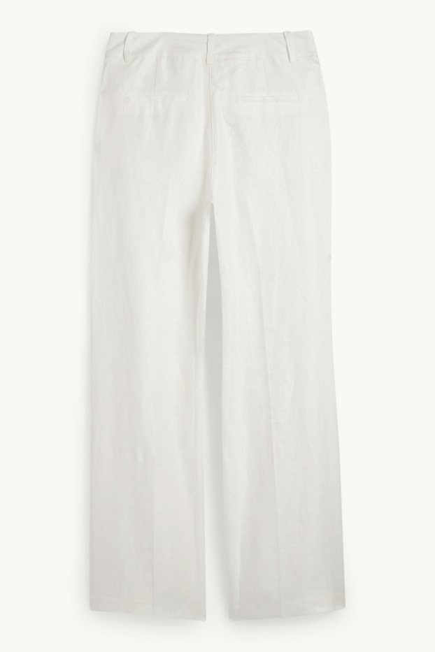 Dona - Pantalons formals de lli - high waist - straight fit - blanc trencat