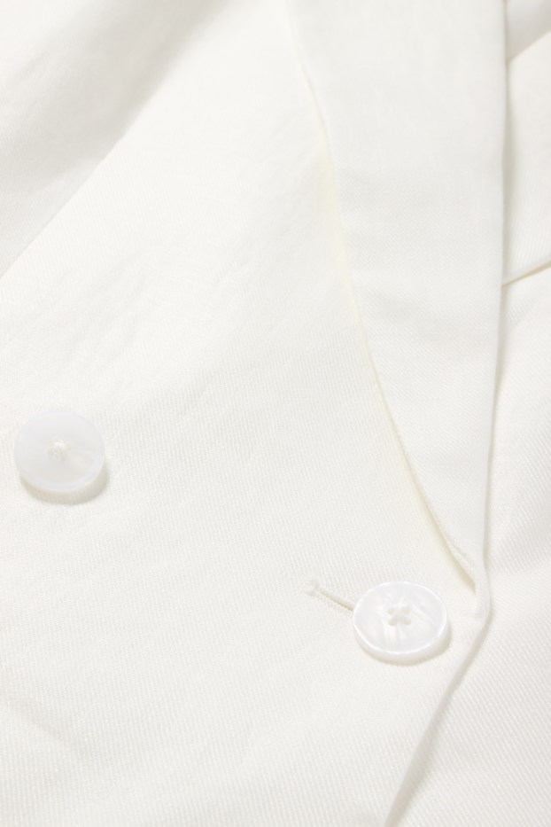 Damen - Crop Leinen-Blazer - Regular Fit - cremeweiß