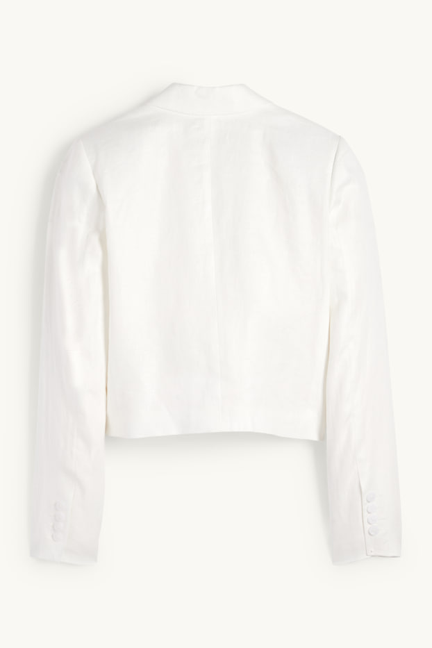 Damen - Crop Leinen-Blazer - Regular Fit - cremeweiß