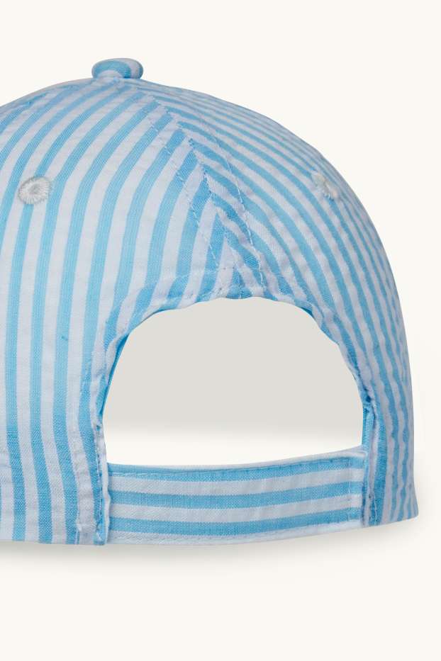 Bambini - Squalo - cappellino da baseball - a righe - tessuto tramato - bianco / azzurro