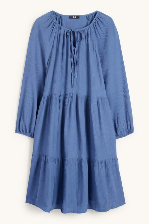 Femmes - Robe évasée en viscose - bleu