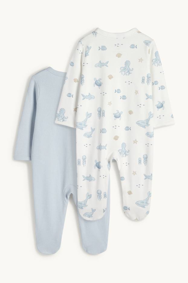 Baby Jungen - Multipack 2er - Meerestiere - Baby-Schlafanzug - hellblau