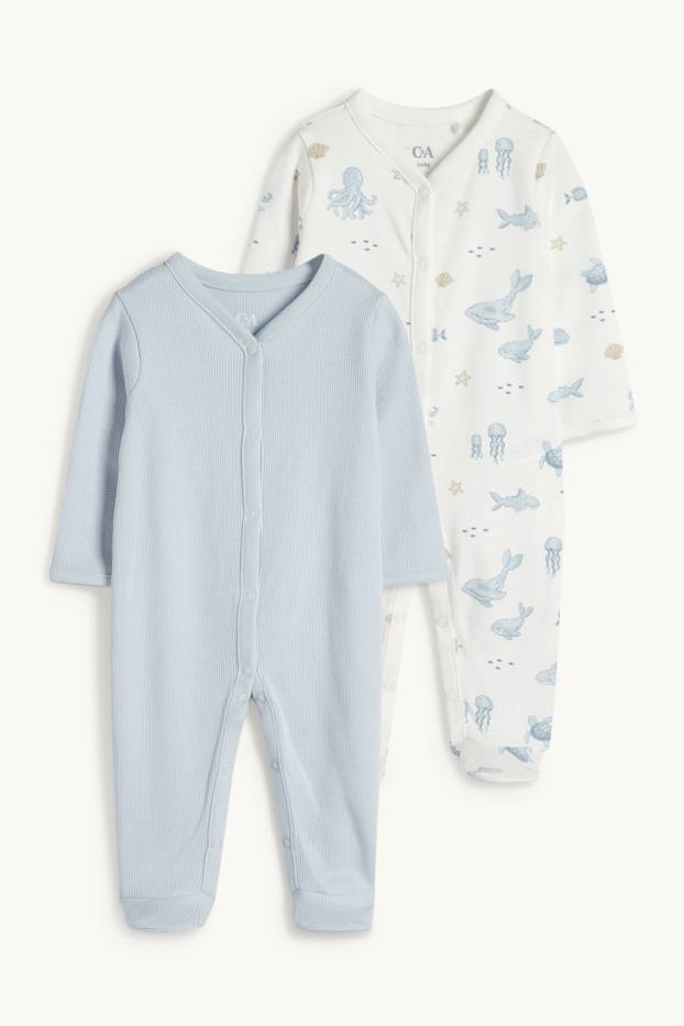 Baby Jungen - Multipack 2er - Meerestiere - Baby-Schlafanzug - hellblau