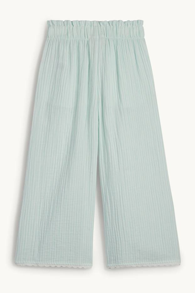 Nena - Pantalons de tela - de ratlles - texturat - turquesa