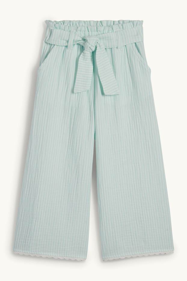 Nena - Pantalons de tela - de ratlles - texturat - turquesa