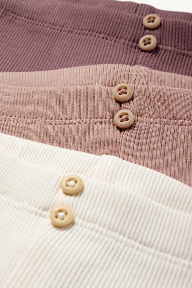 Bebés niñas - Pack de 3 - pantalones de ciclista para bebé - de canalé - blanco roto
