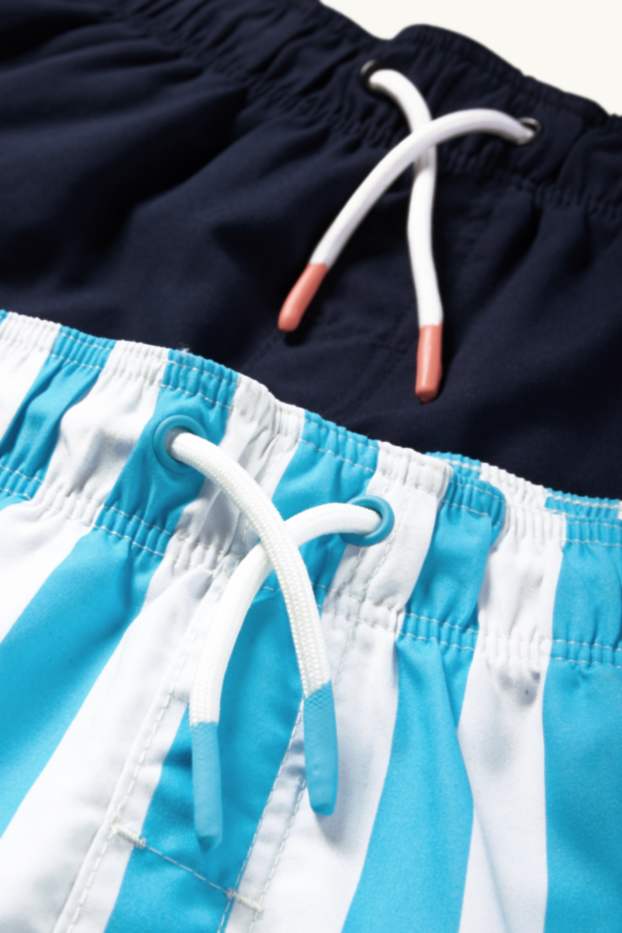 Kinderen: jongens - Set van 2 - zwemshorts - wit / lichtblauw