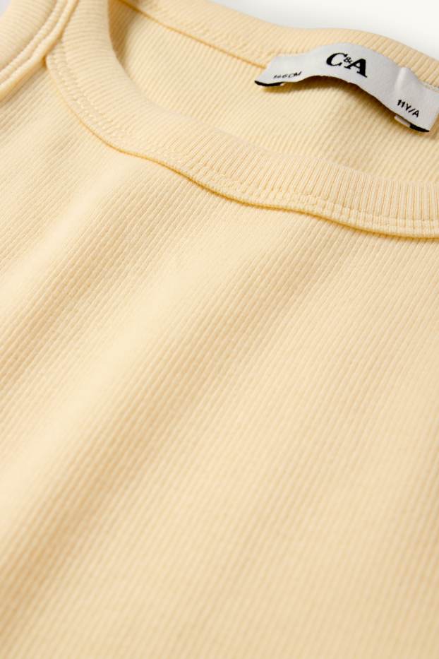 Niñas - Top - de canalé - amarillo claro