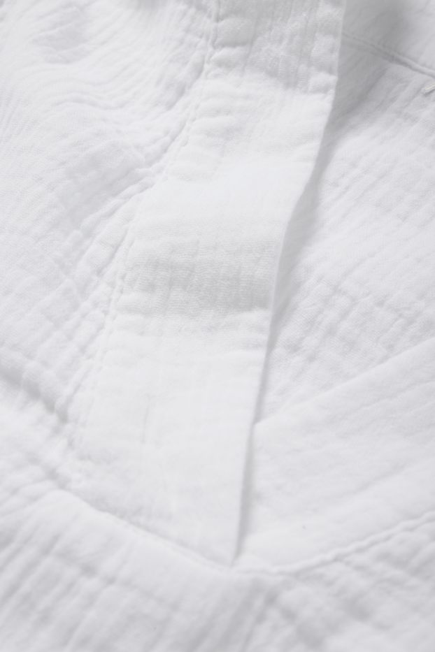 Damen - Musselin-Bluse mit V-Ausschnitt - weiß